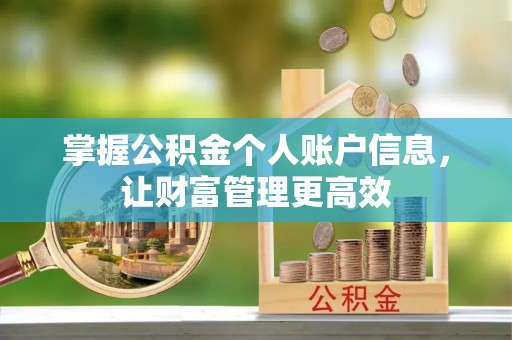 吴起掌握公积金个人账户信息，让财富管理更高效